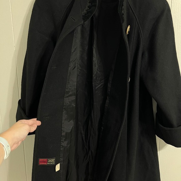Jofeld Vintage Womens Wool Blend Coat Velvet Trim Collar Big Buttons Size Large - Picture 8 of 11